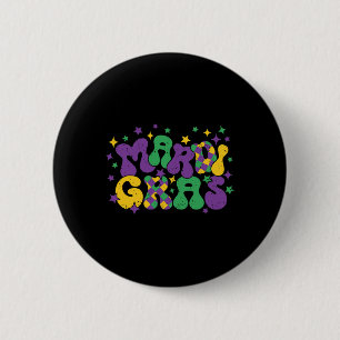 Vintage Masquerade Mardi Gras Groovy Beads Parade Button