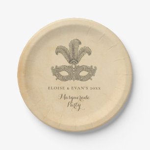 Vintage Masquerade Party Paper Plates