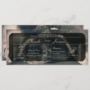 Vintage Masquerade & Pearls Wedding Invitation