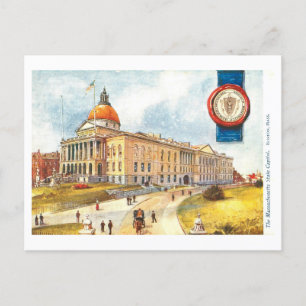 Vintage Massachusetts Capitol with Seal Postcard
