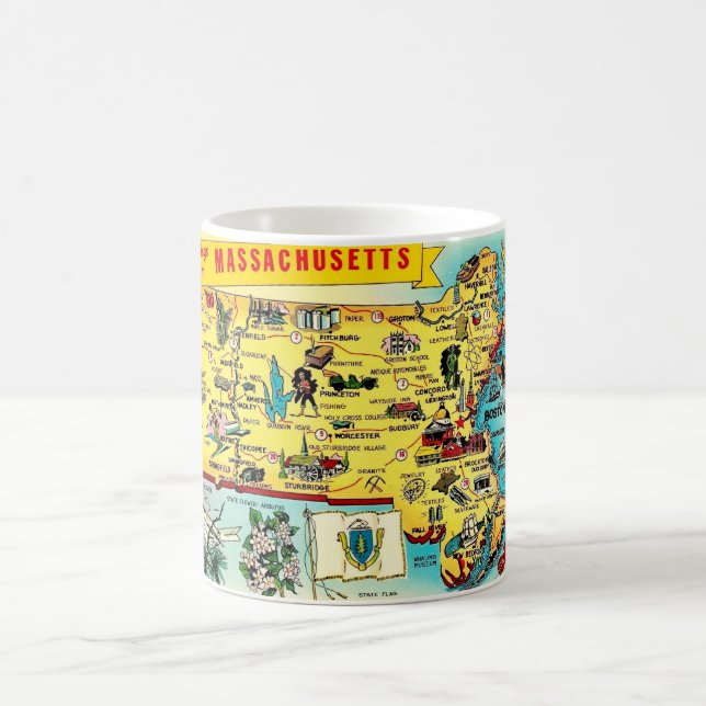 Vintage Massachusetts Map Mug (Center)