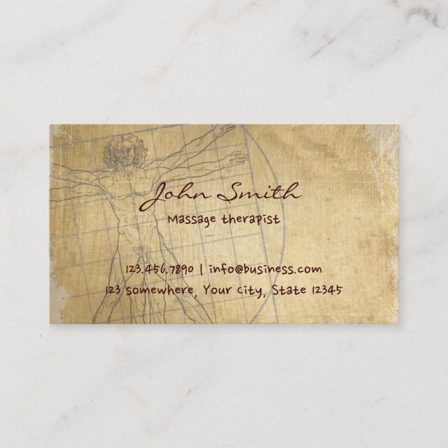Vintage Massage Therapist Business Card (Front)