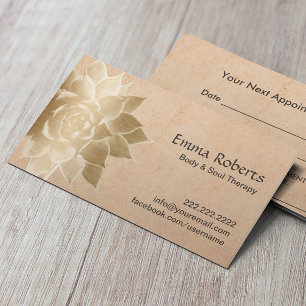 Vintage Massage Therapy Gold Lotus Appointment Card