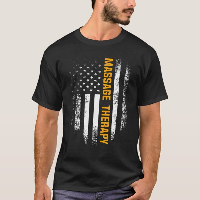 Vintage Massage Therapy With American Flag Therapi T-Shirt (Front)