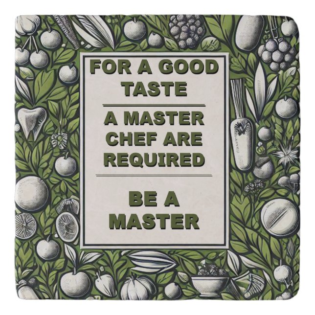 Vintage Master Chef Typography Design Trivet (Front)