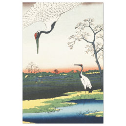 Vintage Masterwork of Hiroshige Crane Image  Tissue Paper