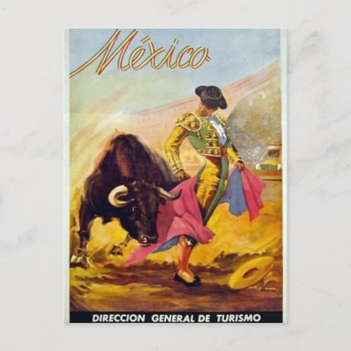 Vintage Matador Mexico Travel Advertisement Postcard