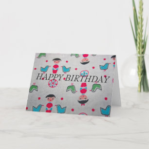 Vintage Material HAPPY BIRTHDAY Card