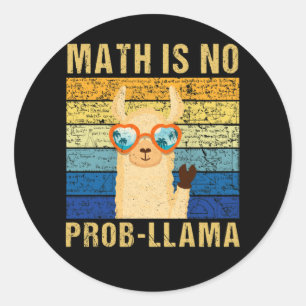 Vintage Math is No Prob Llama Math Llama Teacher Classic Round Sticker