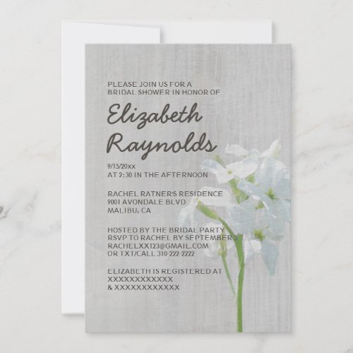 Vintage Matthiola Bridal Shower Invitations