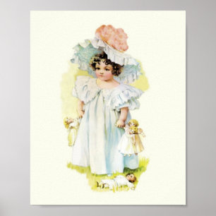 Vintage Maud Humphrey Girl With Doll Print
