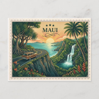 Vintage Maui Hawaii Road to Hana Postcard
