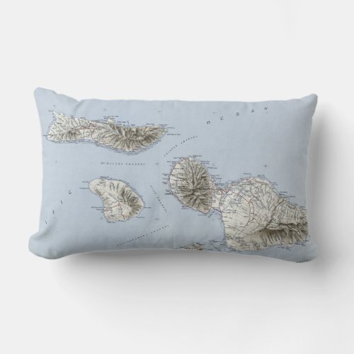 Vintage Maui Hawaii Topographical Map Lumbar Pillow