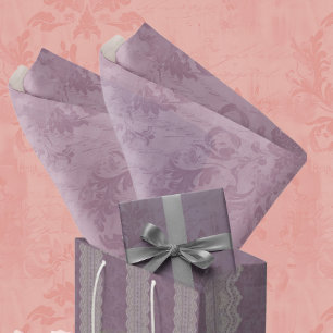 Vintage Mauve Antique Damask Decoupage Tissue Paper