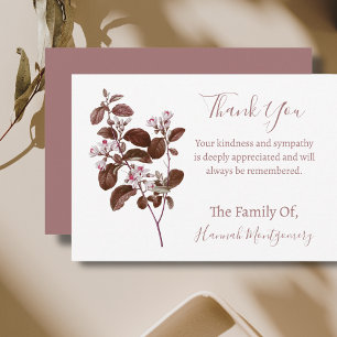 Vintage Mauve Floral Sympathy Thank You Cards