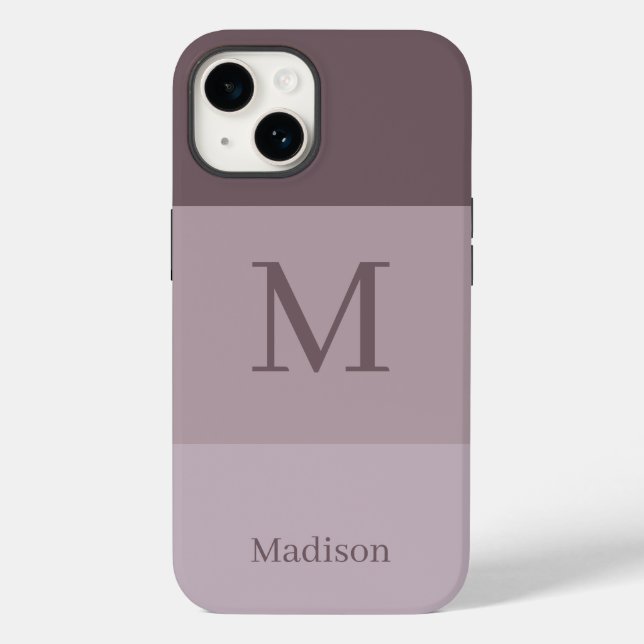 Vintage  Mauve Monogram Name  Case-Mate iPhone Case (Back)