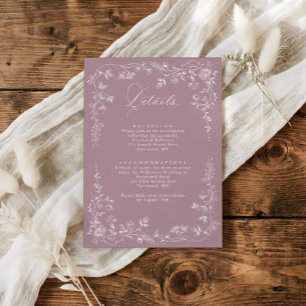Vintage Mauve Pink French Floral Wedding Details Enclosure Card