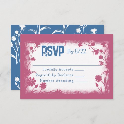 Vintage Mauve Pink Navy Blue RSVP Card