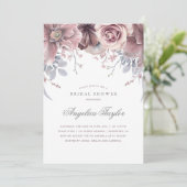 Vintage Mauve Watercolor Floral Bridal Shower Invitation (Standing Front)