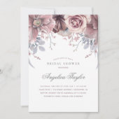 Vintage Mauve Watercolor Floral Bridal Shower Invitation (Front)