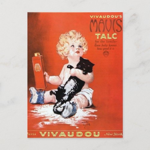Vintage Mavis Talcum Powder Advertisement Postcard