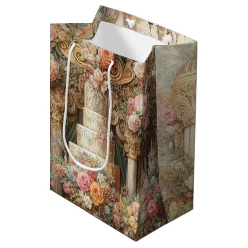 Vintage Maximalist Floral Wedding Decoupage  Medium Gift Bag
