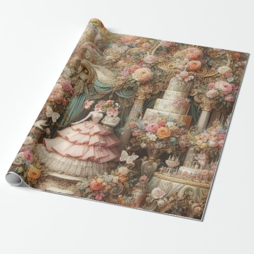 Vintage Maximalist Floral Wedding Decoupage  Wrapping Paper