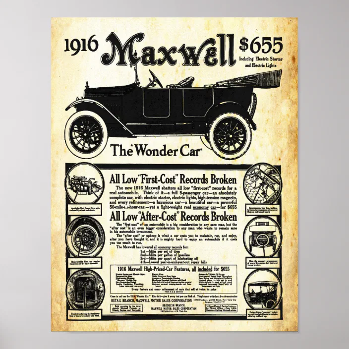 Vintage Maxwell Automobile Wonder Car Print Zazzle Com
