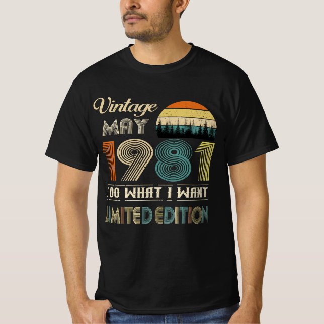 Vintage May 1981 T-Shirt - Retro Style Birthday  (Front)