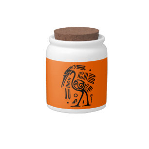 Vintage Mayan Bird Motif Candy Jar