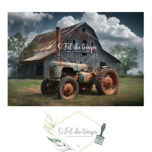 Vintage McCormick-Deering Tractor And Old Barn Tissue Paper