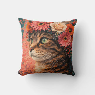 Vintage Meadow Goddess Giclée Throw Pillow