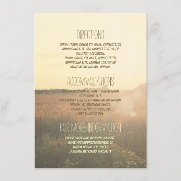 Vintage Meadow Wedding Details - Information Enclosure Card