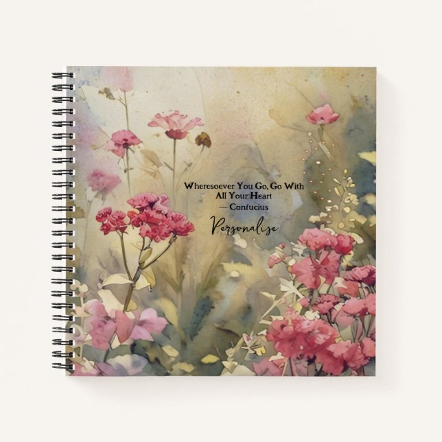 Vintage Meadow WildFlowers Confucius Quote Journal (Front)