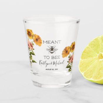 Vintage Meant To Bee Shot Glass by cutecustomgifts at Zazzle
