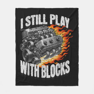 Vintage Mechanic Garage Car Engine I Still Play Wi Fleece Blanket
