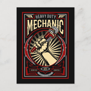 Vintage Mechanic Garage Mancave Postcard