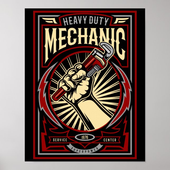 Vintage Mechanic Garage Mancave   Poster (Front)