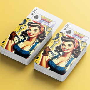 Vintage Mechanic Pin-up Poker Cards