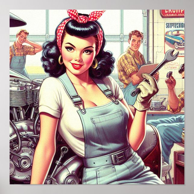 Vintage Mechanic Pin-up Poster (Front)