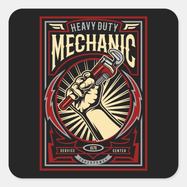 Vintage Mechanic     Square Sticker (Front)