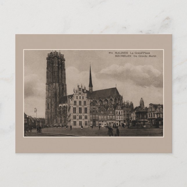 Vintage Mechelen Malines Grote Markt Grand Place Postcard (Front)