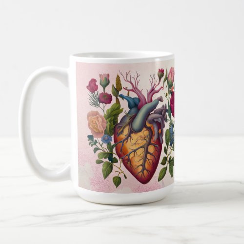 Vintage medical anatomy heart flower doctor coffee mug