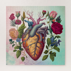 Vintage medical anatomy heart flower doctor jigsaw puzzle