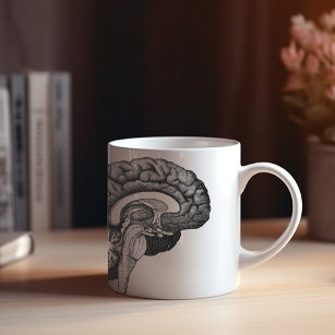 Vintage medical anatomy illustration human brain coffee mug