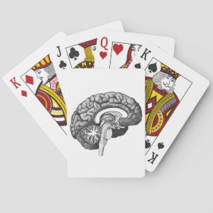 Vintage medical anatomy illustration human brain poker cards