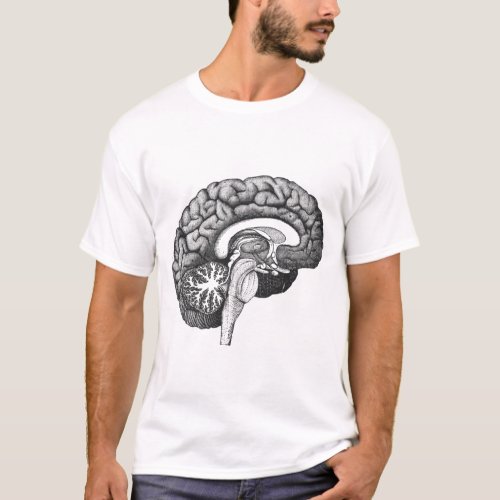 Vintage medical anatomy illustration human brain T_Shirt