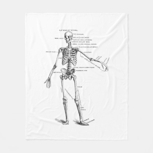 Vintage medical anatomy skeleton doctor diagram fleece blanket