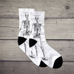 Vintage medical anatomy skeleton doctor diagram socks