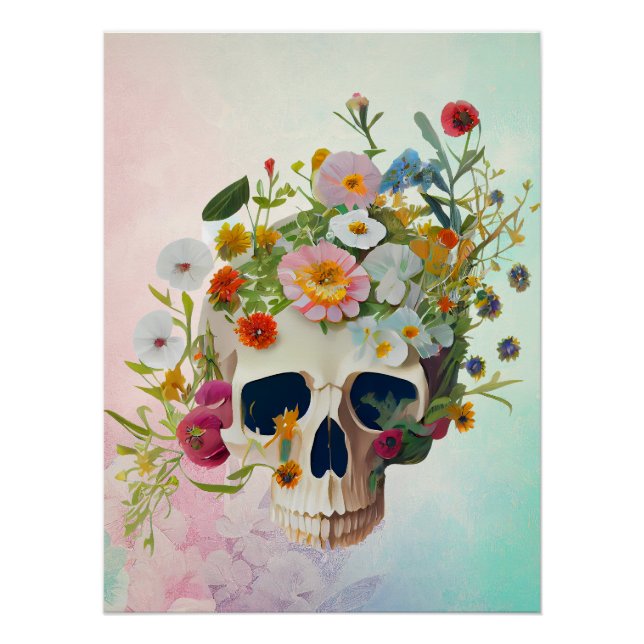Vintage medical anatomy skull flower doctor poster (Front)